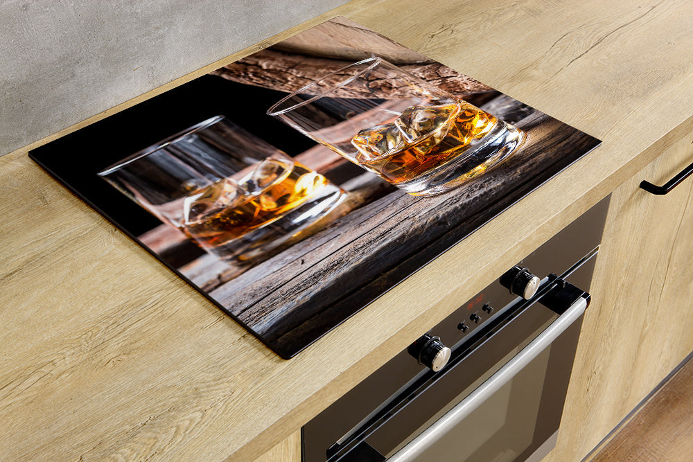 DarHaus Plaque De Recouvrement En Verre 60x52cm Bois Brun - Protection Cuisinière Induction & Électrique, Décoration & Planche à Découper