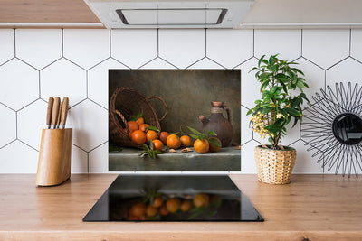Fond de hotte Panier tombé avec mandarines