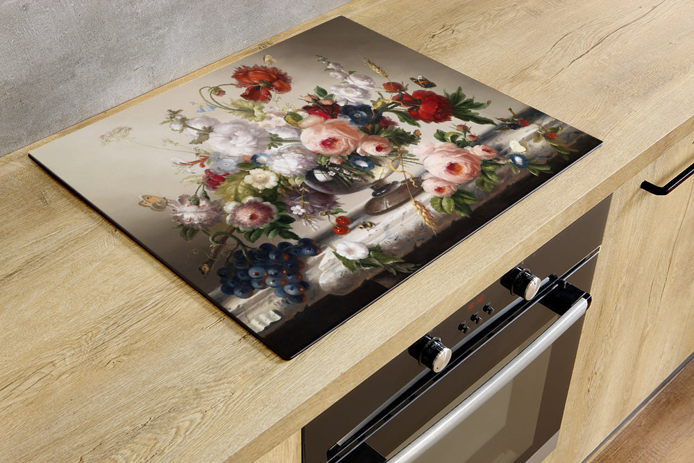 KitchenYeah Protège Plaque Induction 78x52 Cm Orchidée - Protection Cuisine Élégante Et Pratique