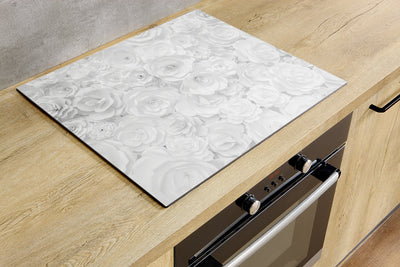 Protège-plaque à induction  - roses blanches
